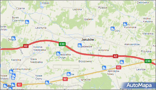mapa Przedewsie gmina Jakubów, Przedewsie gmina Jakubów na mapie Targeo