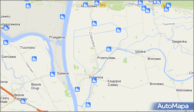 mapa Przemysław gmina Stegna, Przemysław gmina Stegna na mapie Targeo