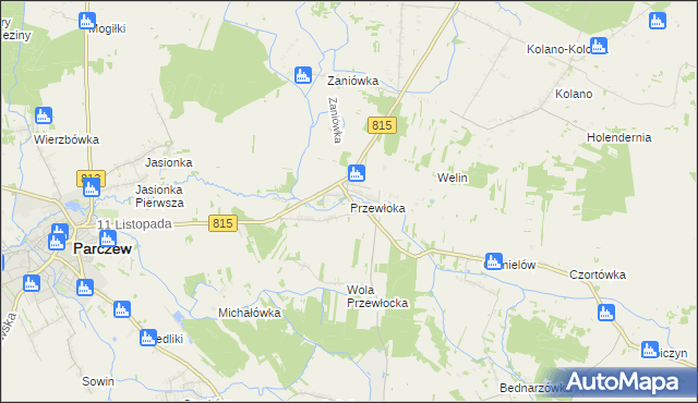 mapa Przewłoka gmina Parczew, Przewłoka gmina Parczew na mapie Targeo