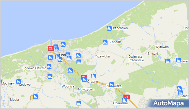 mapa Przewłoka gmina Ustka, Przewłoka gmina Ustka na mapie Targeo