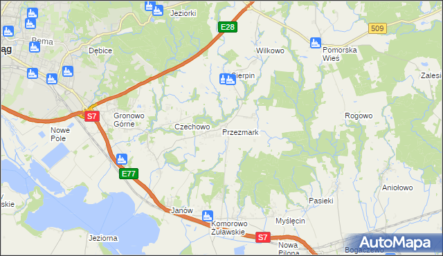 mapa Przezmark gmina Elbląg, Przezmark gmina Elbląg na mapie Targeo
