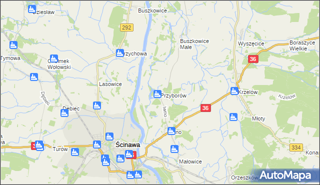 mapa Przyborów gmina Wińsko, Przyborów gmina Wińsko na mapie Targeo