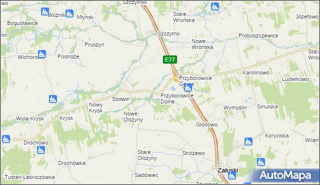 mapa Przyborowice Dolne, Przyborowice Dolne na mapie Targeo