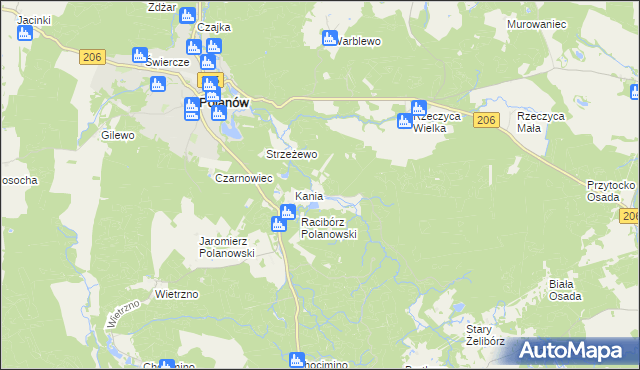 mapa Przybrodzie gmina Polanów, Przybrodzie gmina Polanów na mapie Targeo
