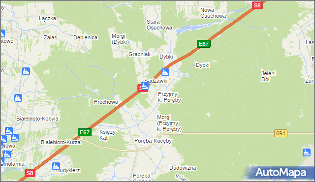 mapa Przyjmy k. Poręby, Przyjmy k. Poręby na mapie Targeo