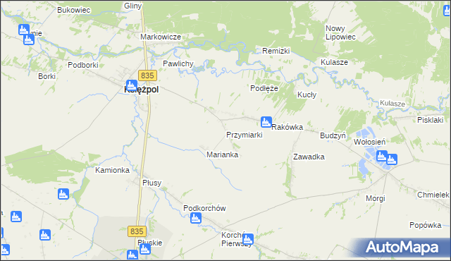 mapa Przymiarki gmina Księżpol, Przymiarki gmina Księżpol na mapie Targeo