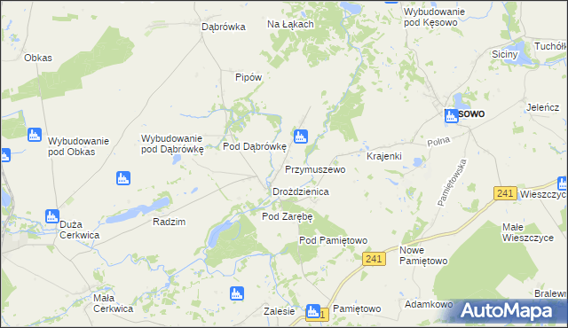 mapa Przymuszewo gmina Kęsowo, Przymuszewo gmina Kęsowo na mapie Targeo
