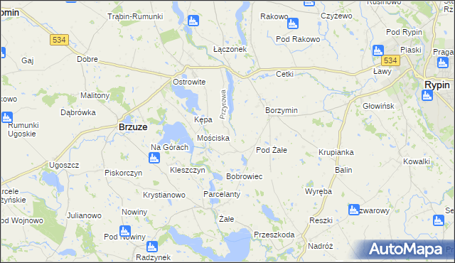 mapa Przyrowa gmina Brzuze, Przyrowa gmina Brzuze na mapie Targeo