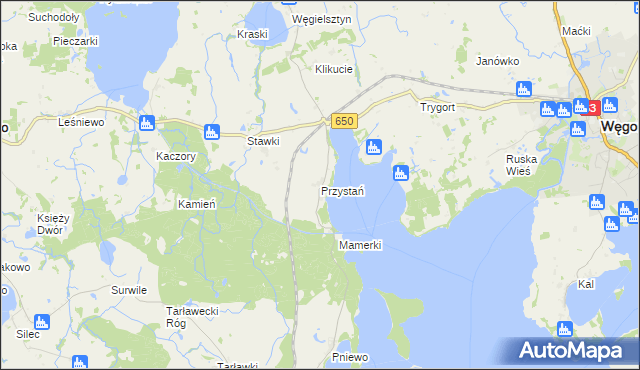 mapa Przystań gmina Węgorzewo, Przystań gmina Węgorzewo na mapie Targeo