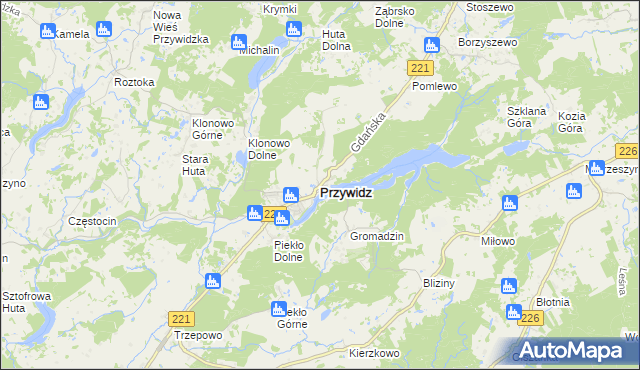 mapa Przywidz powiat gdański, Przywidz powiat gdański na mapie Targeo
