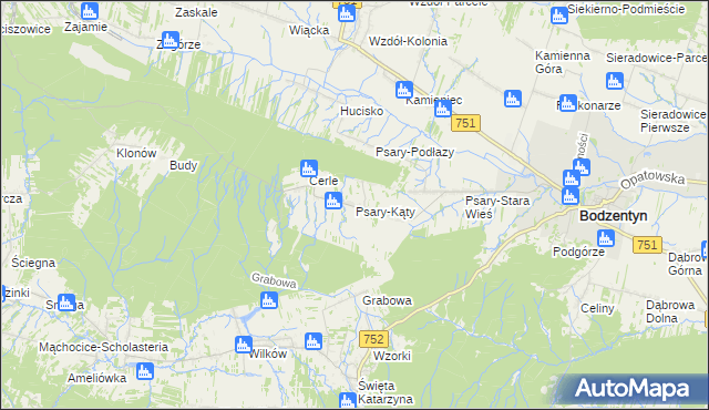 mapa Psary-Kąty, Psary-Kąty na mapie Targeo