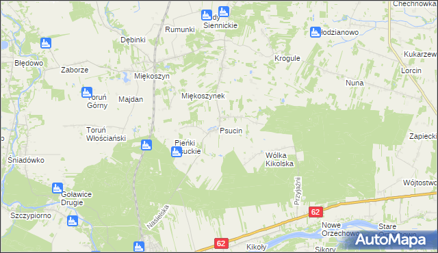 mapa Psucin, Psucin na mapie Targeo