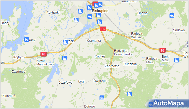 mapa Pudląg, Pudląg na mapie Targeo
