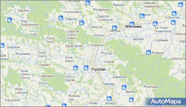 mapa Pułanki gmina Frysztak, Pułanki gmina Frysztak na mapie Targeo