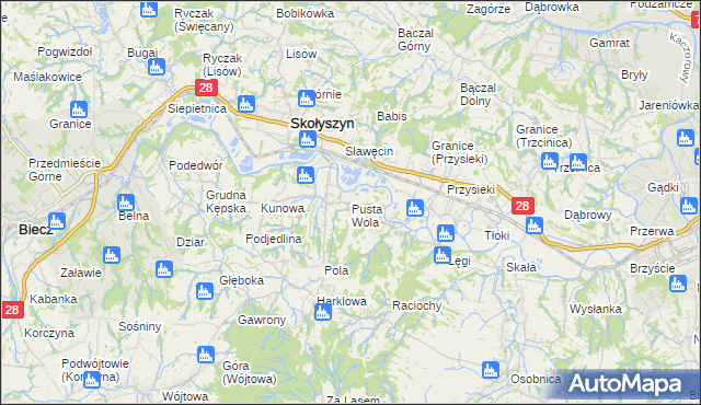 mapa Pusta Wola, Pusta Wola na mapie Targeo