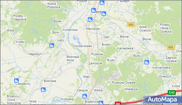mapa Pustków gmina Dębica, Pustków gmina Dębica na mapie Targeo