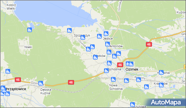mapa Pustków gmina Ozimek, Pustków gmina Ozimek na mapie Targeo