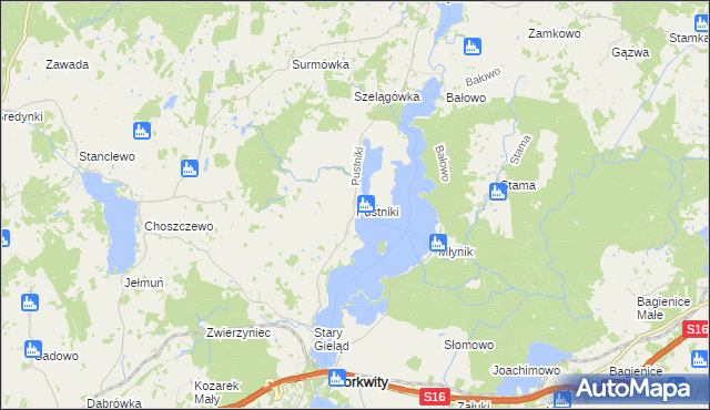 mapa Pustniki, Pustniki na mapie Targeo