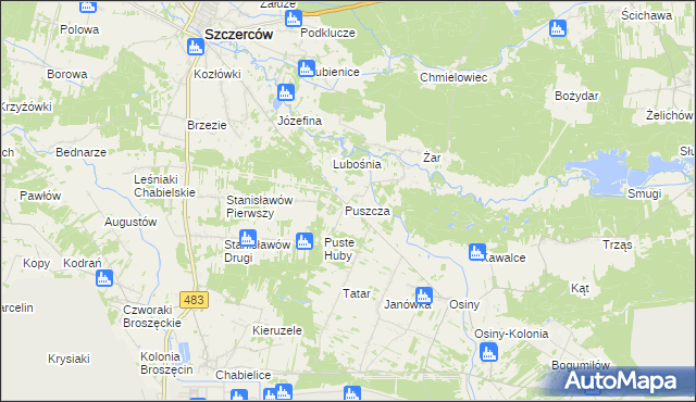 mapa Puszcza Osińska, Puszcza Osińska na mapie Targeo