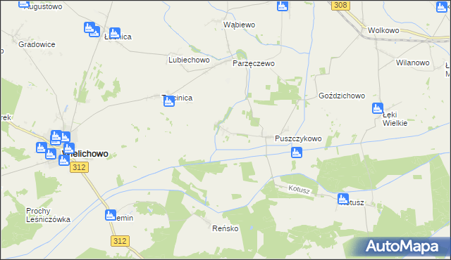 mapa Puszczykówiec, Puszczykówiec na mapie Targeo