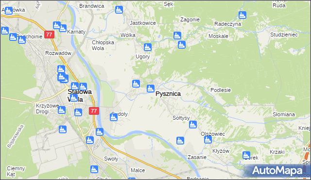 mapa Pysznica, Pysznica na mapie Targeo