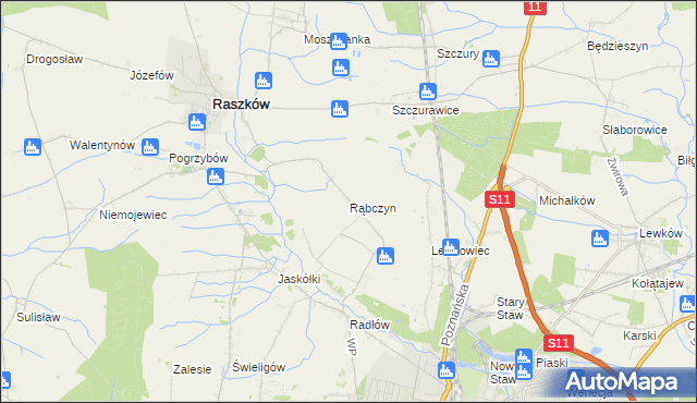 mapa Rąbczyn gmina Raszków, Rąbczyn gmina Raszków na mapie Targeo
