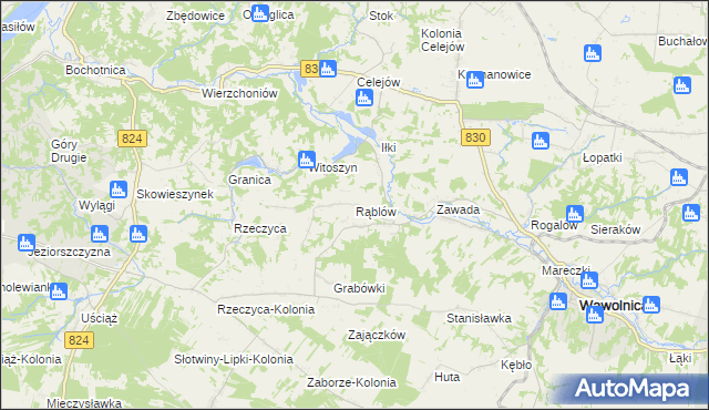 mapa Rąblów, Rąblów na mapie Targeo