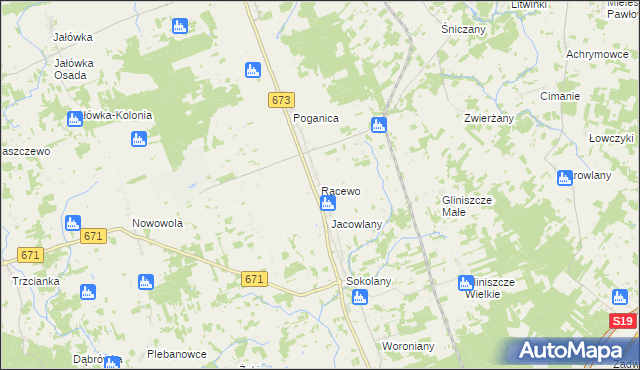 mapa Racewo, Racewo na mapie Targeo