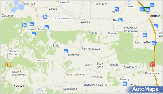 mapa Rachodoszcze, Rachodoszcze na mapie Targeo