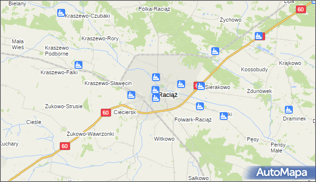 mapa Raciąż powiat płoński, Raciąż powiat płoński na mapie Targeo