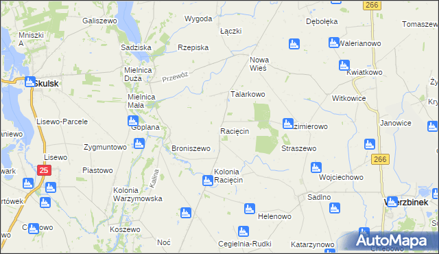mapa Racięcin, Racięcin na mapie Targeo