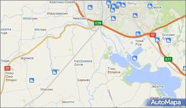 mapa Raczki Elbląskie, Raczki Elbląskie na mapie Targeo