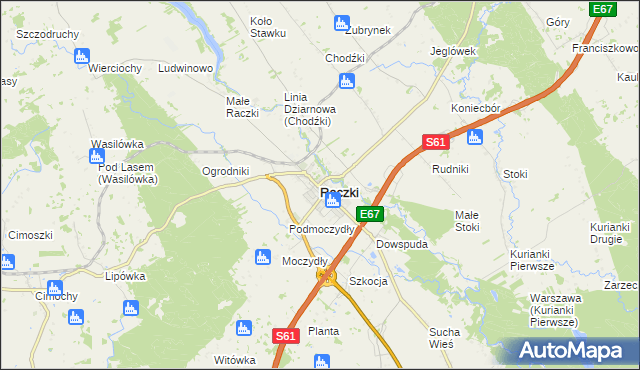 mapa Raczki powiat suwalski, Raczki powiat suwalski na mapie Targeo