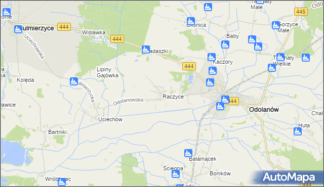 mapa Raczyce gmina Odolanów, Raczyce gmina Odolanów na mapie Targeo
