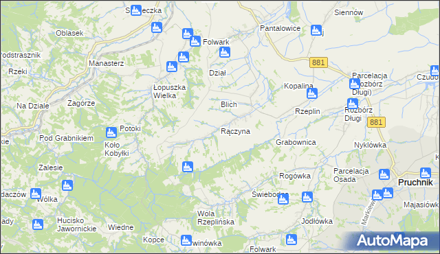 mapa Rączyna, Rączyna na mapie Targeo