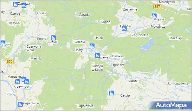 mapa Radawa, Radawa na mapie Targeo