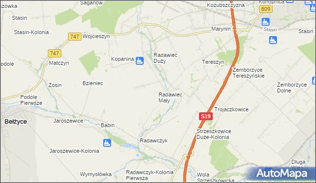 mapa Radawiec Mały, Radawiec Mały na mapie Targeo