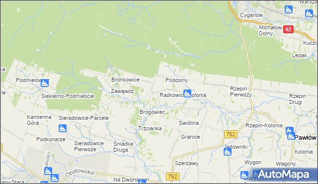 mapa Radkowice-Kolonia, Radkowice-Kolonia na mapie Targeo