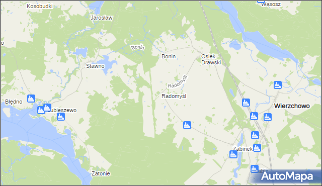 mapa Radomyśl gmina Wierzchowo, Radomyśl gmina Wierzchowo na mapie Targeo