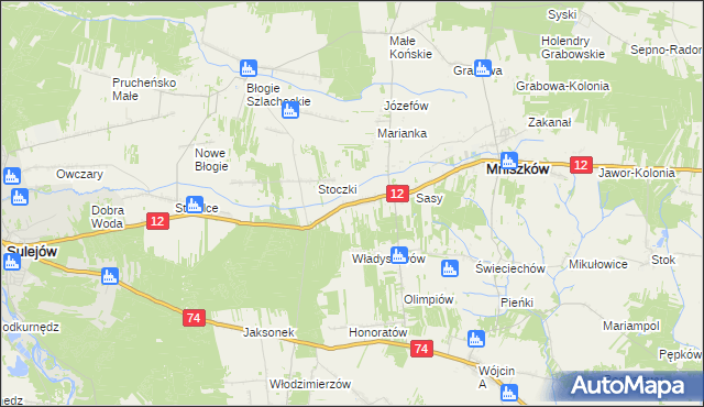 mapa Radonia gmina Mniszków, Radonia gmina Mniszków na mapie Targeo