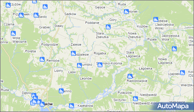 mapa Radostów gmina Raków, Radostów gmina Raków na mapie Targeo