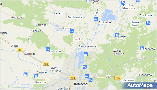 mapa Radoszewnica, Radoszewnica na mapie Targeo