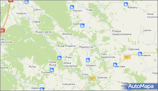 mapa Radoszyna, Radoszyna na mapie Targeo