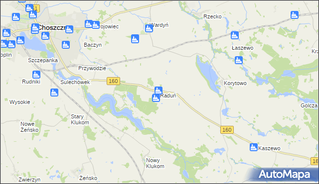 mapa Raduń gmina Choszczno, Raduń gmina Choszczno na mapie Targeo