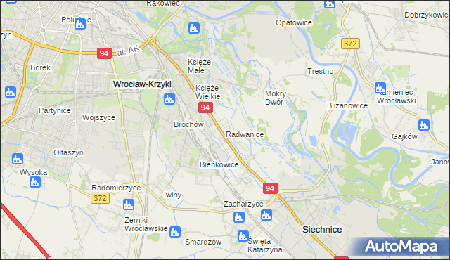 mapa Radwanice gmina Siechnice, Radwanice gmina Siechnice na mapie Targeo