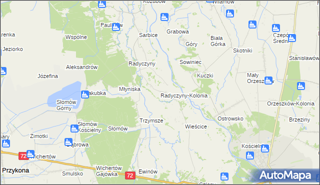 mapa Radyczyny-Kolonia, Radyczyny-Kolonia na mapie Targeo