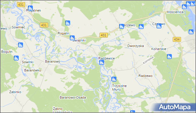 mapa Radzewice, Radzewice na mapie Targeo