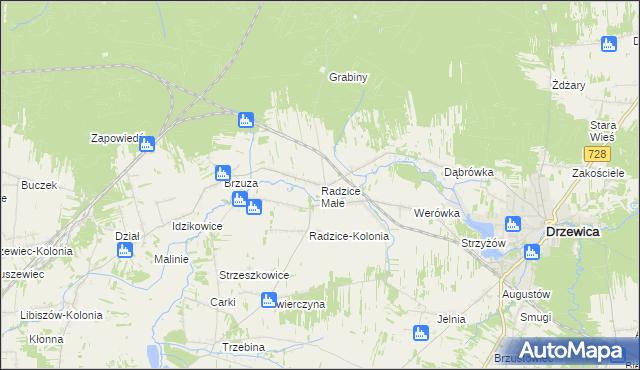 mapa Radzice Małe, Radzice Małe na mapie Targeo