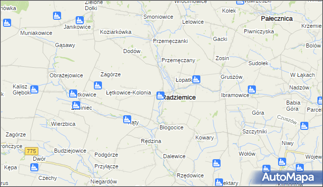 mapa Radziemice, Radziemice na mapie Targeo