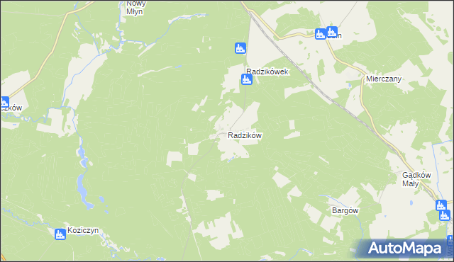 mapa Radzików gmina Cybinka, Radzików gmina Cybinka na mapie Targeo